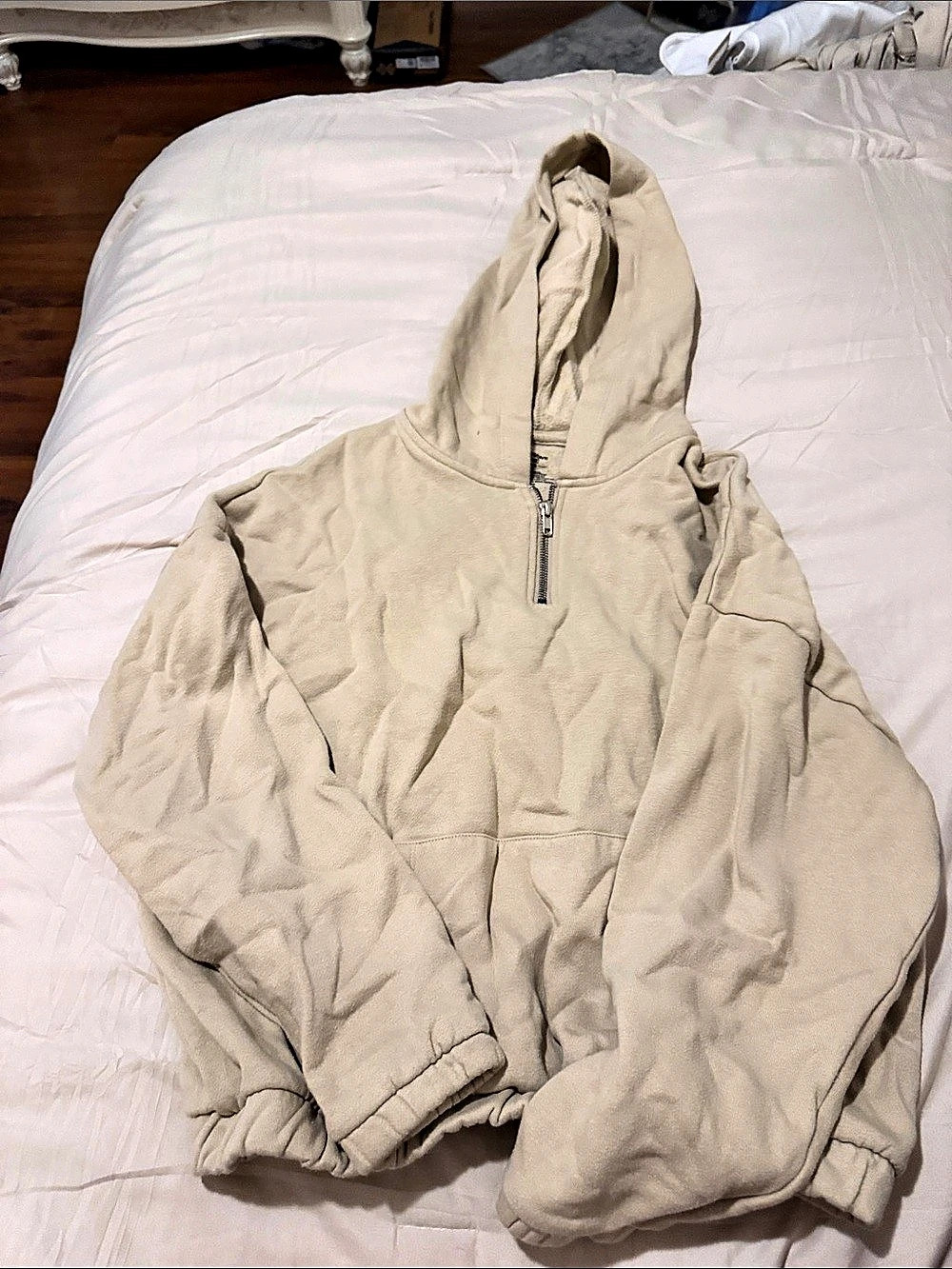 Obsessive Love Basics Half-Zip Hoodie Cream XS Like New